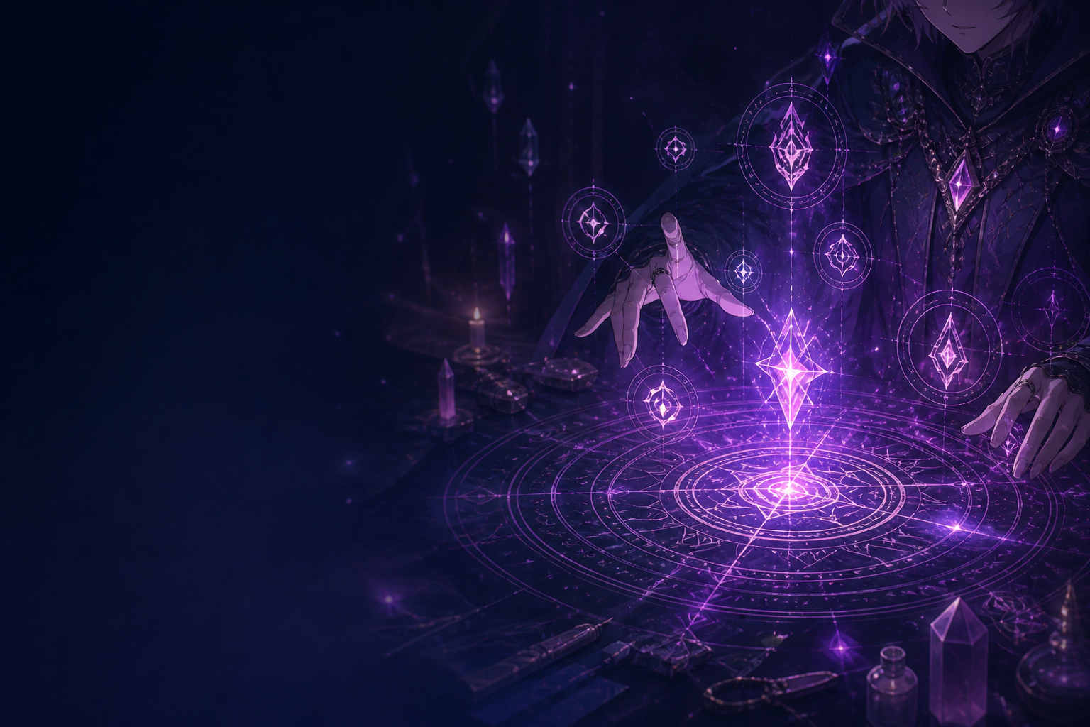 An ancient rune circle glowing at dusk